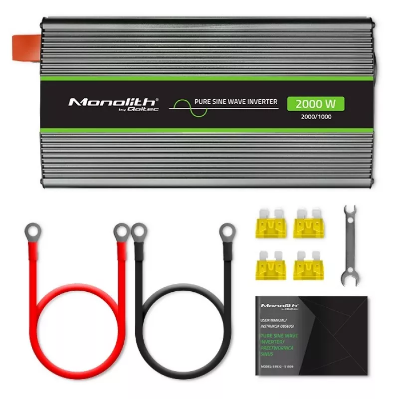 Auto-invertteri Qoltec Monolith 2000 W musta 24 V