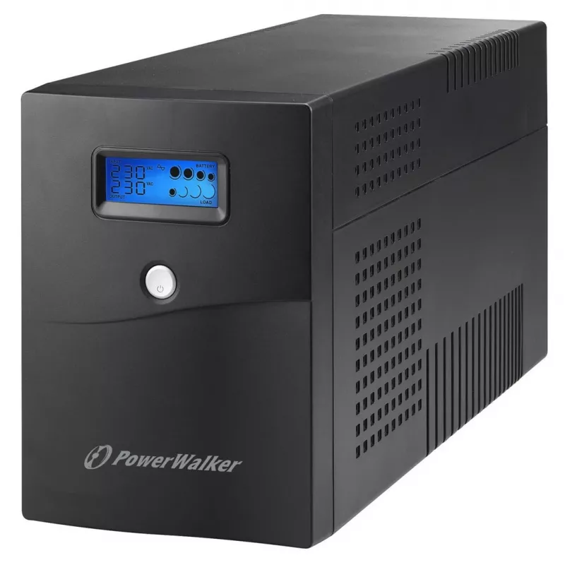Keskeytymätön virransyöttö PowerWalker VI 3000 SCL — Line-Interactive UPS 3 kVA / 1800 W, 230 V, 9 Ah akku, LCD, Tower, musta
