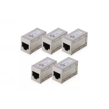 DIGITUS CAT 6 modulaariset liittimet, suojatut, 5 kpl, RJ-45, kultakontaktit, hopea