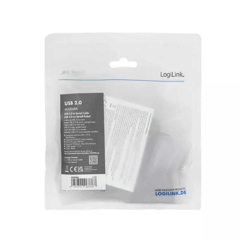 LogiLink AU0048A sarjakaapeli musta 1,5 m USB A DB-9