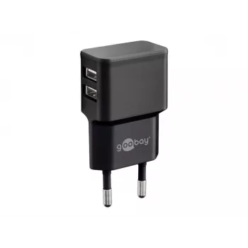 Wentronic goobay dual-USB-laturi - virtalähde - 12 wattia - 2,4 A - 2 lähtöliitäntää (USB) - musta (44951)