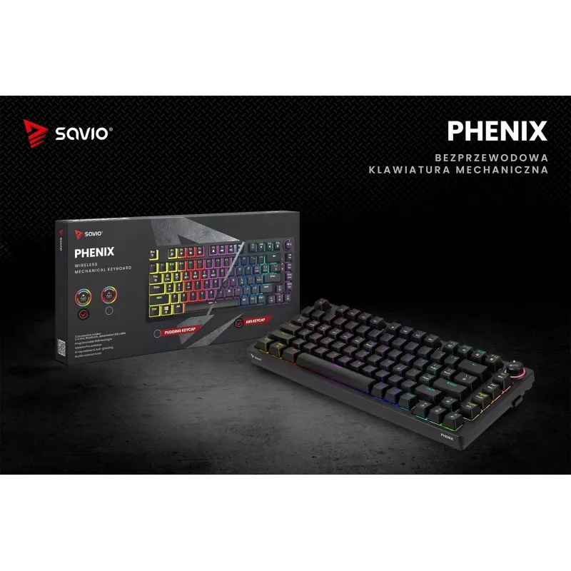 Savio Phenix SAVGK-RED pelikäyttöinen näppäimistö USB RF langaton Bluetooth QWERTY