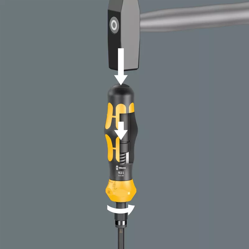 Wera 05018110001 Kraftform Kompakt 900 Set 1 ruuvimeisselisarja iskuruuvimeisselillä ja kärjillä, 19 kpl, 1/4", musta/keltainen