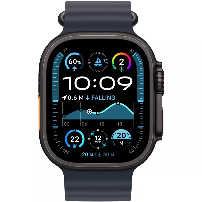 Ranneke Apple 49mm Navy Ocean Band Extension musta titaaniviimeistely