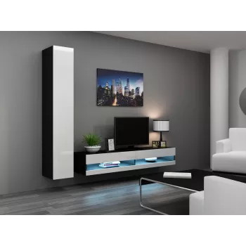 TV-taso cama meble VIGO NEW 30/180/40, 1800×400×300 mm, musta kansilevy, lastulevyrunko