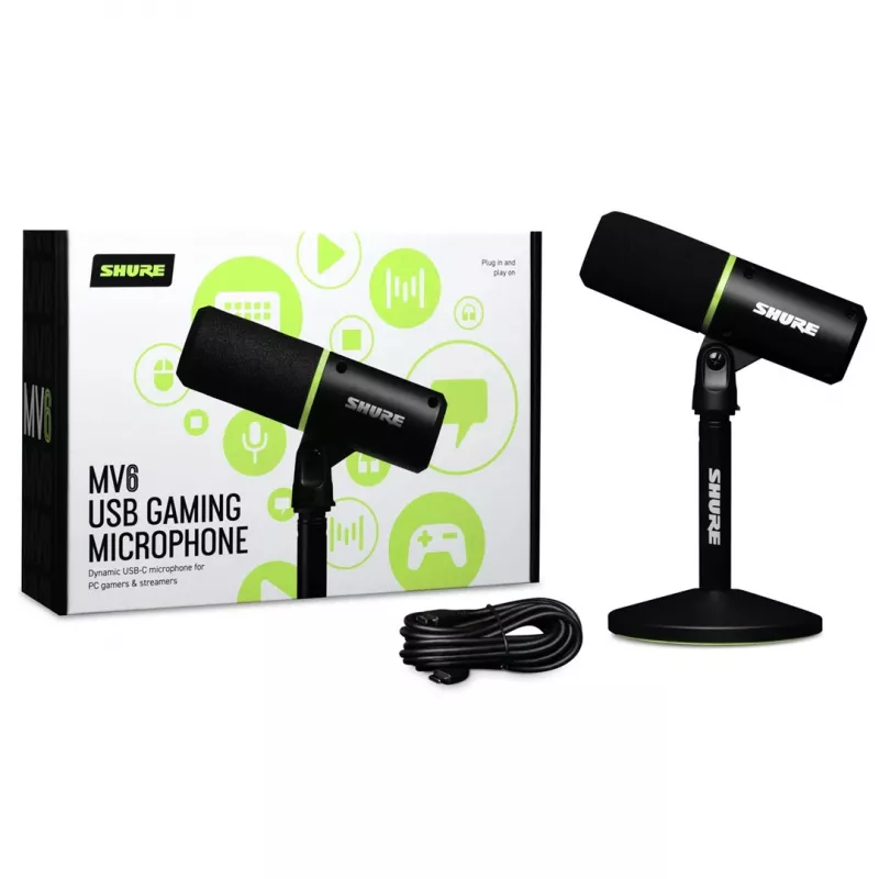 Shure MV6 - USB-C kardioidi dynaaminen mikrofoni pelaajille ja striimaajille