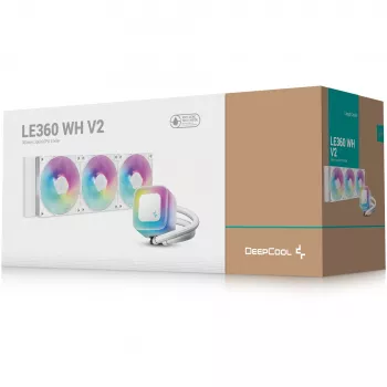 Yhdistelmänestekäähdytin DeepCool LE360 WH V2 12 cm valkoinen — 360 mm jäähdytin, 3x120 mm tuuletin, LGA 1851 tuki