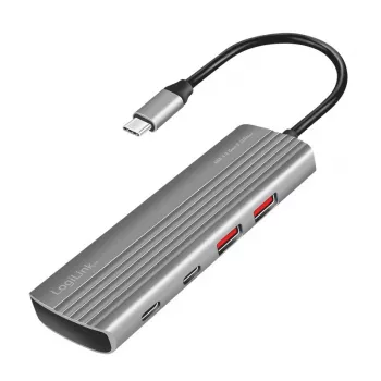 LogiLink USB 3.2 Gen2 -keskitin 7+1 porttia 2x USB-A 5x USB-C PD 100W alumiini