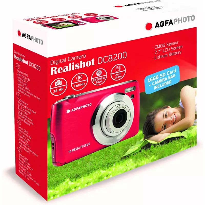 AgfaPhoto Compact Realishot DC8200 1/3.2 -pistekamera 18 MP CMOS 4896 x 3672 pikseliä punainen (DC8200RD)