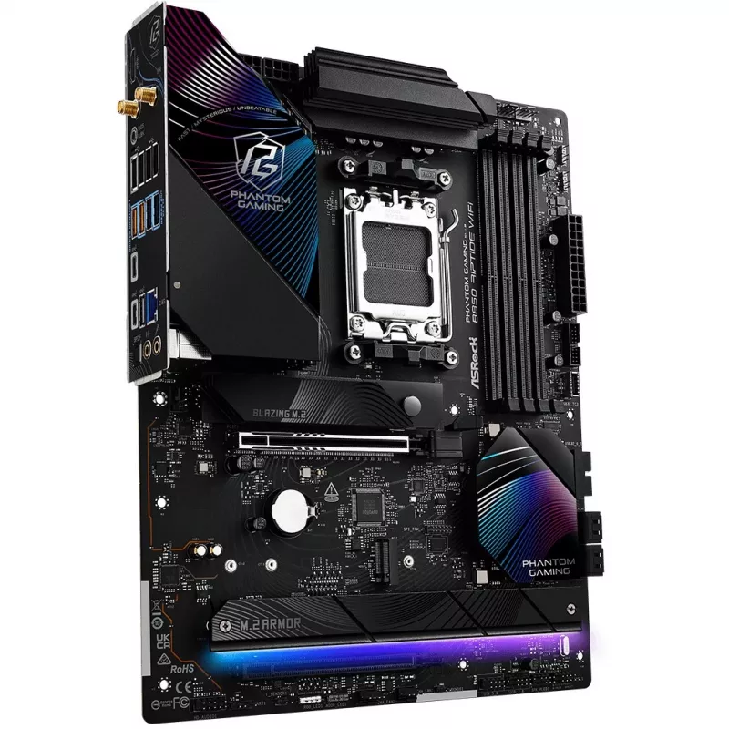 Emolevy ASRock Phantom Gaming B850 Riptide WiFi — AMD B850, kanta AM5, ATX, DDR5, 4x M.2, Wi-Fi 7, 2.5Gb LAN