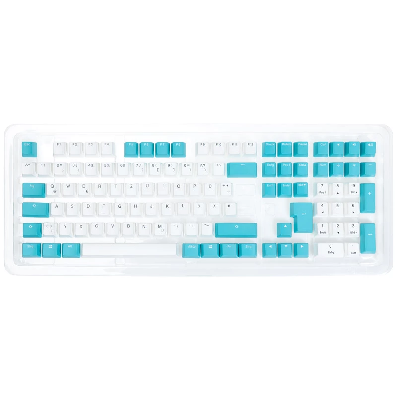Ducky näppäinhattusarja, PBT, ISO (DE) - valkoinen/sininen