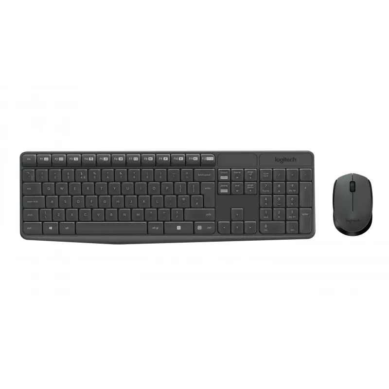 Logitech MK235 kestävä langaton näppäimistö- ja hiirisarja harmaana