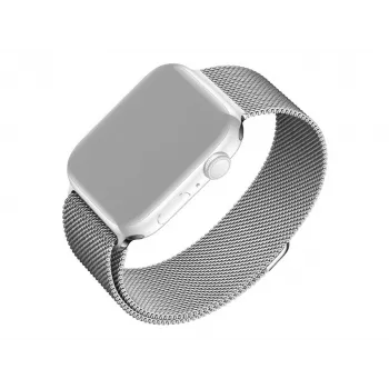Mesh-ranneke FIXED Apple Watch 38/40/41 mm -kelloon — FIXMEST-436-SL hopea, Milanese-ruostumaton teräs, säädettävä