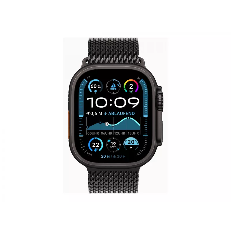 Apple Watch Ultra 2 GPS + Cellular 49 mm Black Titanium -kotelo ja Black Titanium Milanese Loop – M