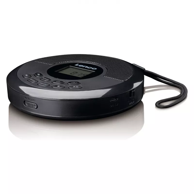 Kannettava CD-soitin Lenco CD-340BK — musta, kannettava muotoilu