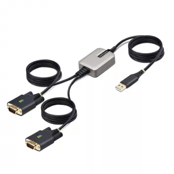 StarTech.com 13ft (4m) 2-porttinen USB-sarja-adapterikaapeli, vaihdettavat DB9-ruuvit/mutterit, COM-säilytys, USB-A - DB9 RS232, FTDI, tason 4 ESD-suoja, Windows/macOS/ChromeOS/Linux – tukeva TPE-rakenne