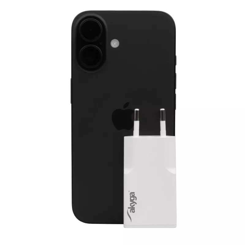 Seinä laturi Akyga AK-CH-27 30W USB-C USB-A PD GaN 5-20V / 1.5-3A valkoinen