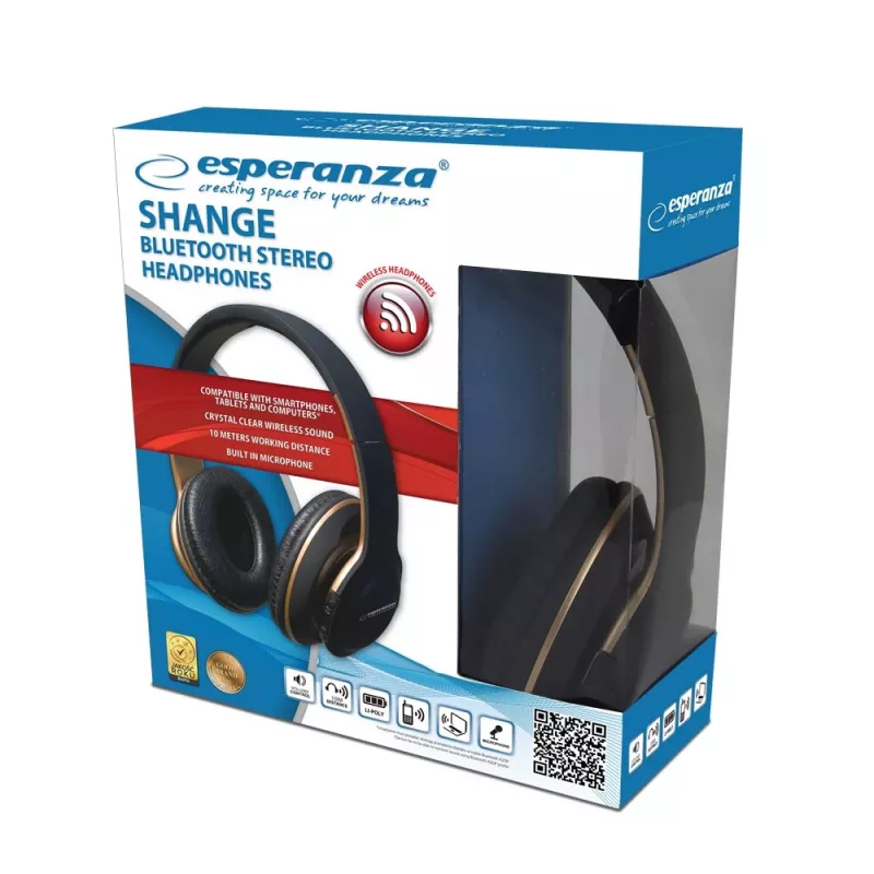 Esperanza EH220 Bluetooth-kuulokkeet pantaäänellä, musta