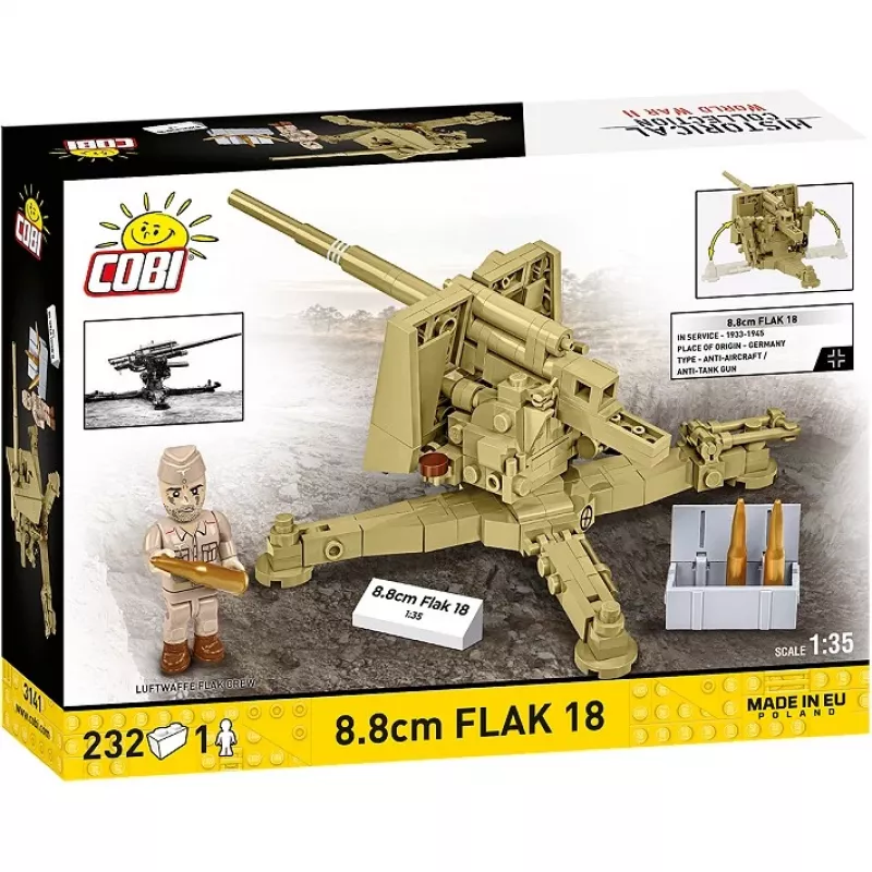 Cobi-palikkarakennussarja 8,8 cm Flak 18 – 232 osaa, mittakaava 1:35