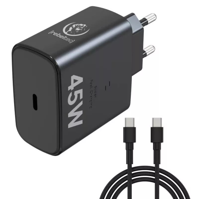Rebeltec pikalaturi USB-C RBLAKT00026 45W kannettaville ja puhelimille