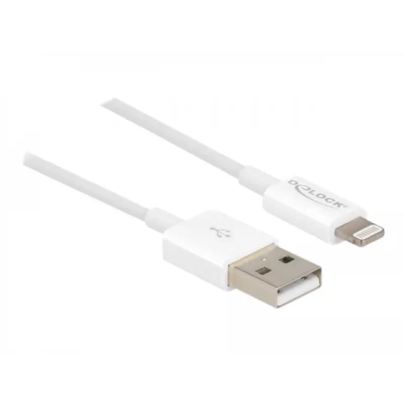 USB-data- ja latauskaapeli DeLOCK 83000 iPhone iPad iPod valkoinen 1 m