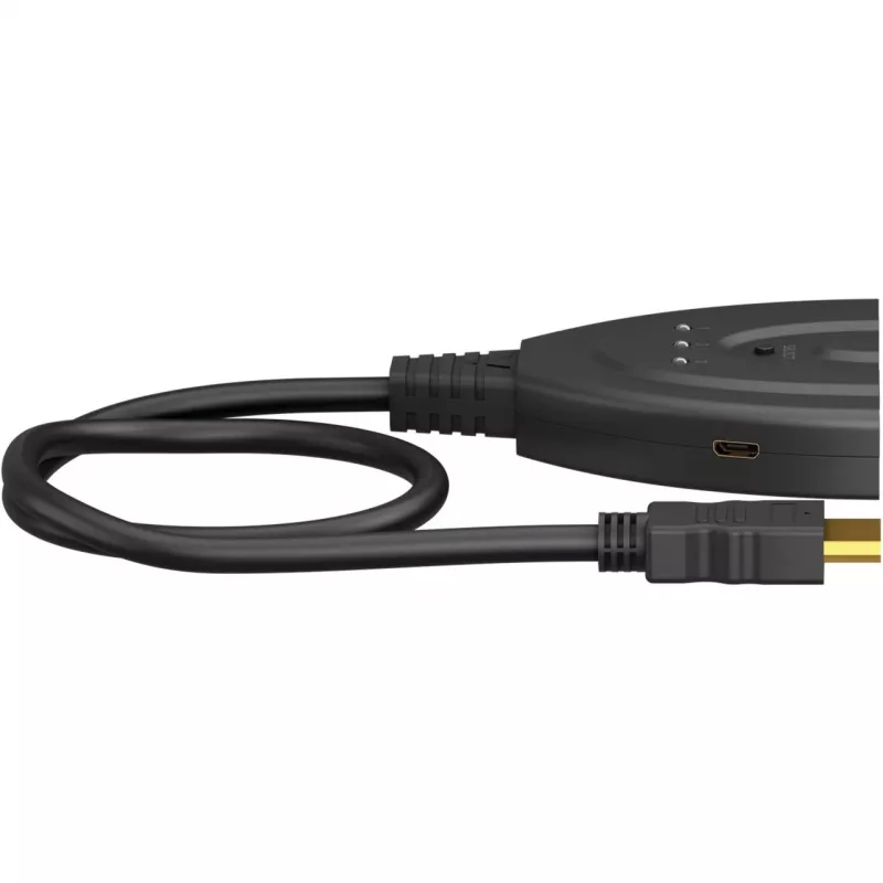 HDMI-vaihtokotelo 3 to 1 (4K @ 60Hz), HDMI-kytkin (musta, 55cm kaapeli)