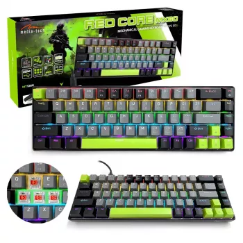 Mekaaninen näppäimistö MEDIA-TECH MT1260 Red Core MX60, 60 % muotokerroin, CHERRY MX Red -kytkimet, RGB-valaistus, USB, vihreä