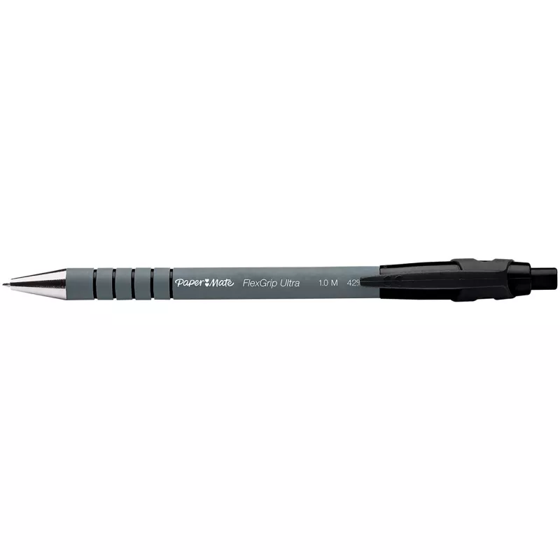 Paper Mate Flexgrip Ultra - klipsi - klipsikiinnitteinen kuulakärkikynä - musta - 12 kpl - medium
