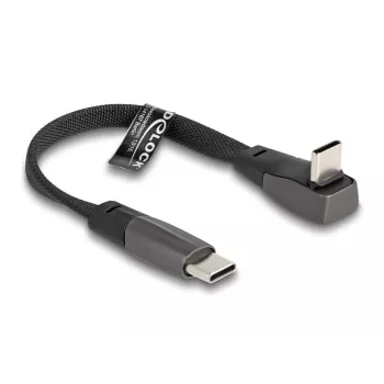 DeLOCK USB 2.0 lattakaapeli USB Type-C uros – USB Type-C uros kulmaliitin PD 3.0 60 W 14 cm musta