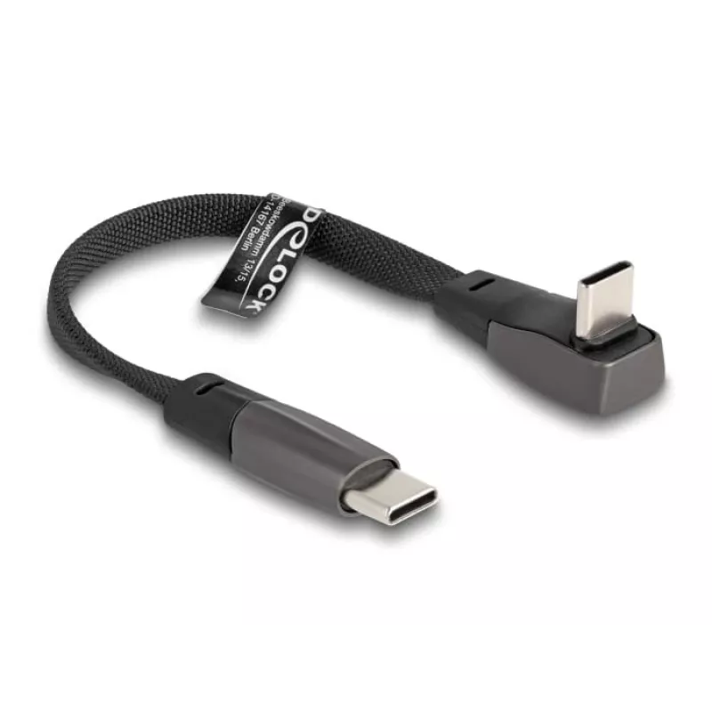 DeLOCK USB 2.0 lattakaapeli USB Type-C uros – USB Type-C uros kulmaliitin PD 3.0 60 W 14 cm musta