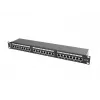 Patch-paneeli 1U LANBERG PPS5-1024-B — 24-porttia RJ-45 Cat5, metalli, musta, räkkiasennus