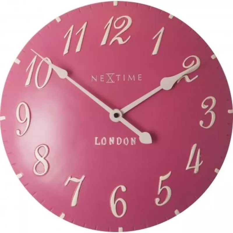 NeXtime kello 3084rz London Arabic, Ø34,5 cm, seinäkello, pinkki/valkoinen
