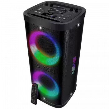 Kannettava kaiutin SVEN PS-930, musta, lähtöteho 2x75W (RMS), TWS, Bluetooth, FM, USB, microSD, LED-näyttö, litiumakku