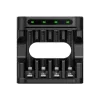 Akkulaturi XTAR 4 paikkaa AA/AAA (Li-Ion, NiMH) USB-C, LED-merkkivalot, musta