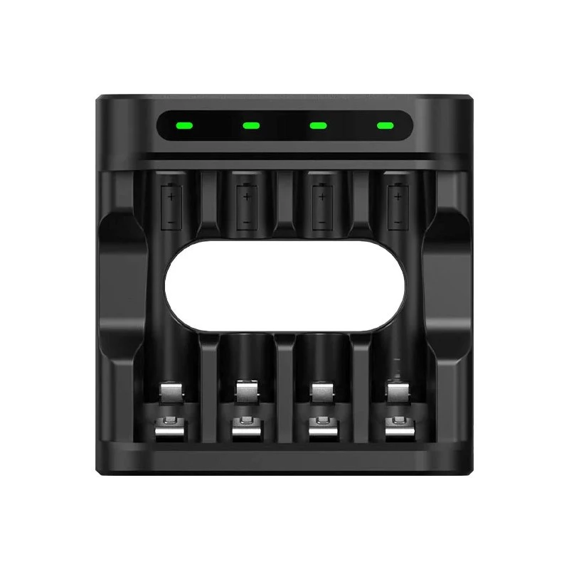 Akkulaturi XTAR 4 paikkaa AA/AAA (Li-Ion, NiMH) USB-C, LED-merkkivalot, musta