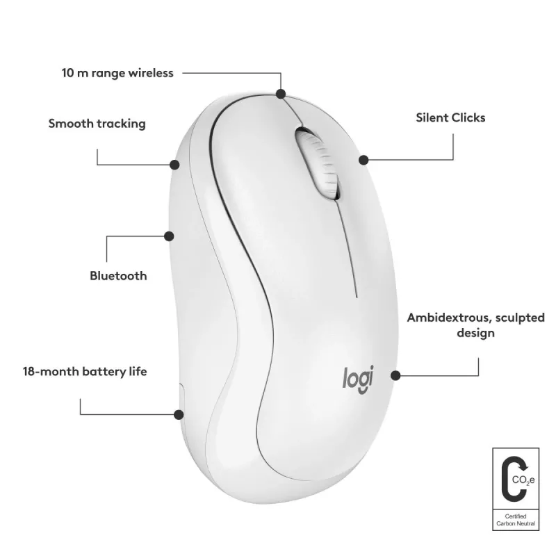 Logitech M240 Silent langaton Bluetooth-hiiri, valkoinen