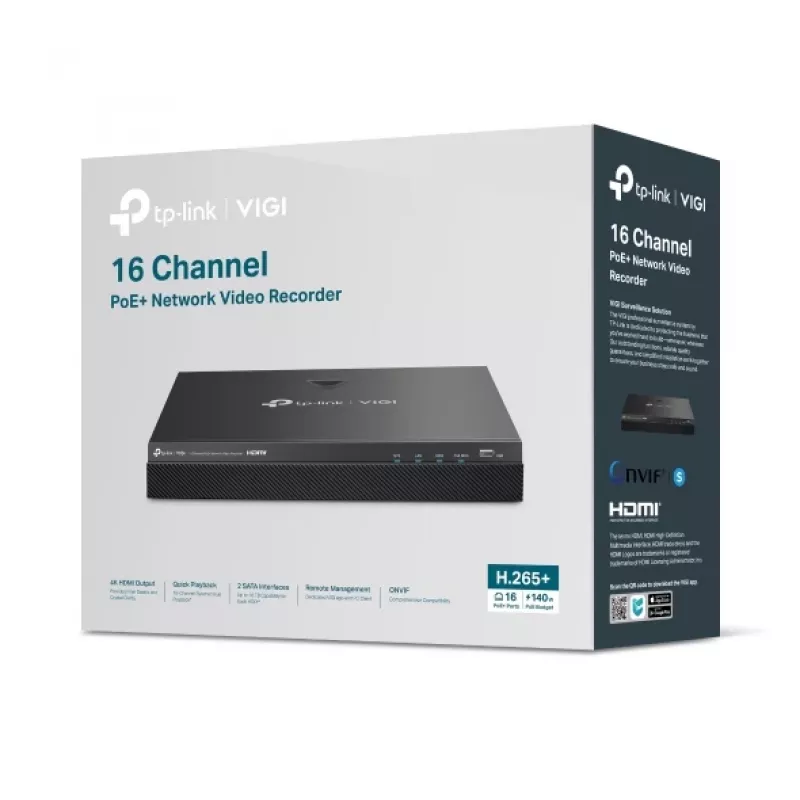 TP-Link VIGI NVR2016H-16MP verkkotallennin musta