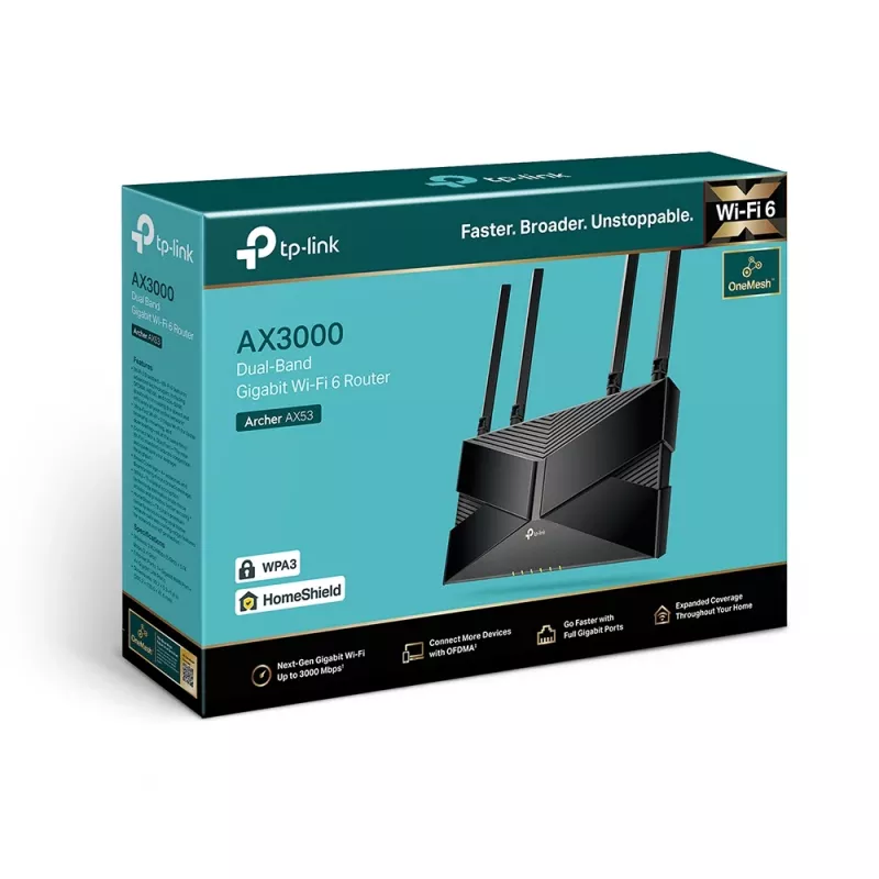 TP-Link Archer AX53 WLAN-reititin Gigabit Ethernet dual-band (2,4 GHz / 5 GHz) musta