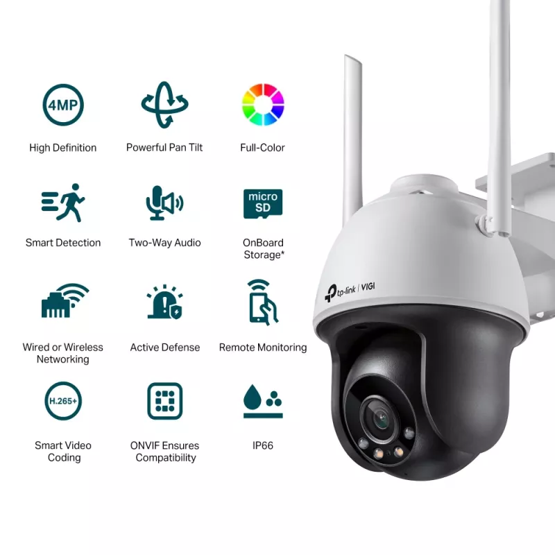 TP-Link VIGI 4MP ulkokäyttöön Full-Color Wi-Fi Pan Tilt -verkkokamera