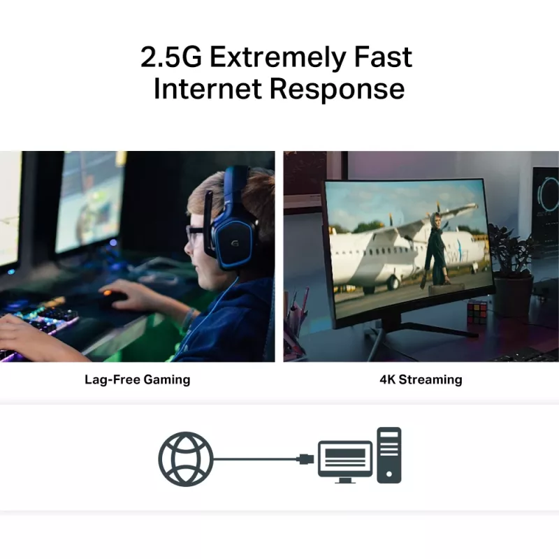 TP-Link 2.5 Gigabit PCIe -verkkosovitin, sisäinen, langallinen, PCI Express, Ethernet, 2500 Mbit/s, musta, harmaa