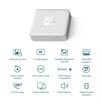 TP-Link VIGI 4-kanavainen PoE+ verkkotallennin