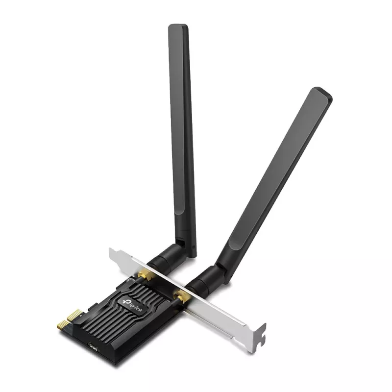 TP-Link AX1800 Wi-Fi 6 Bluetooth 5.2 PCIe -sovitin, sisäinen, langaton, PCI Express, WLAN / Bluetooth, 1800 Mbit/s, musta