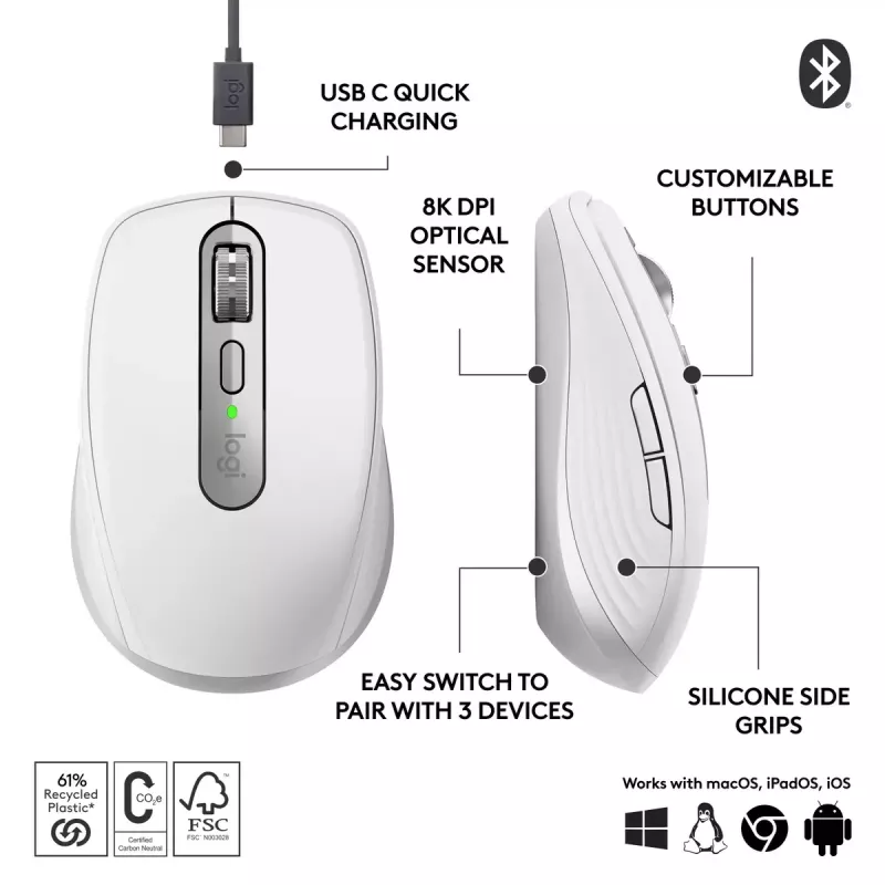 Hiiri Logitech MX Anywhere 3S RF langaton + Bluetooth