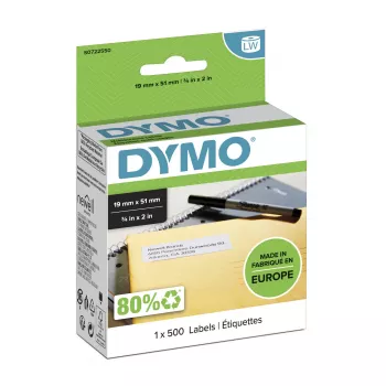 DYMO Authentic LabelWriter pienet monikäyttötarrat | 19 mm x 51 mm | itseliimautuvat | rulla 500 | Easy-Peel-tarrat | LabelWriter-tarratulostimille | Valmistettu Euroopassa