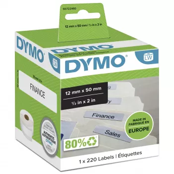 DYMO Original LabelWriter ripustuskansiotarrat | 12 mm x 50 mm | rulla 220 Easy-Peel-tarraa | itseliimautuvat | LabelWriter-tarratulostimille