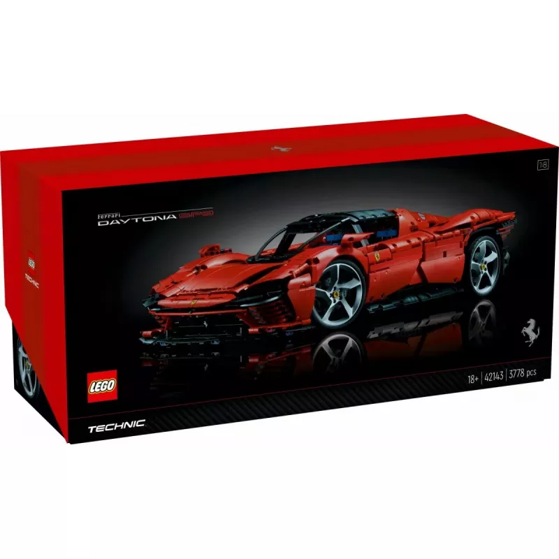 LEGO Technic rakennussarja Ferrari Daytona SP3 mittakaavassa 1:8, 3 778 osaa, punainen, 6,99 kg