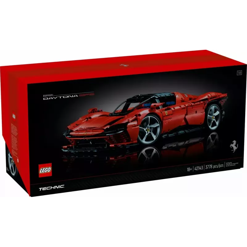 LEGO Technic rakennussarja Ferrari Daytona SP3 mittakaavassa 1:8, 3 778 osaa, punainen, 6,99 kg