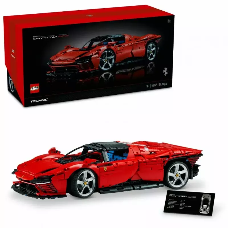 LEGO Technic rakennussarja Ferrari Daytona SP3 mittakaavassa 1:8, 3 778 osaa, punainen, 6,99 kg