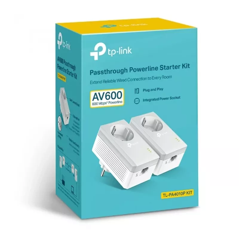 TP-Link Passthrough Powerline 600 aloituspakkaus, TL-PA4010PKIT, 600 Mbit/s