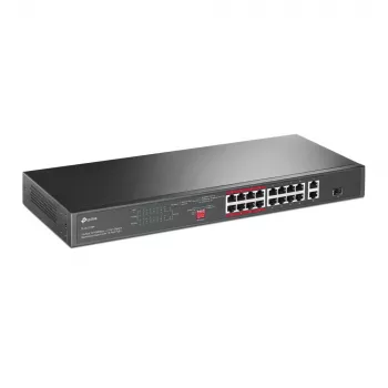 TP-Link 16-porttinen 10/100 Mbps + 2-porttinen Gigabit rack-asennettava PoE-kytkin 16-porttisella PoE+:lla